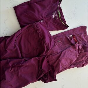 Healing Hands Yoga Maroon Scrub Set